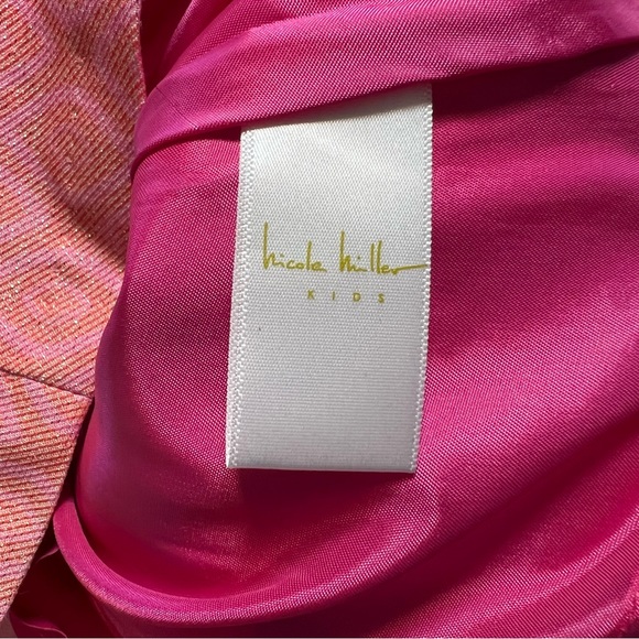 Nicole Miller Kids Pink Sparkle Shift Lined Dress Black Velvet Bow Size 18M EUC - Picture 6 of 9